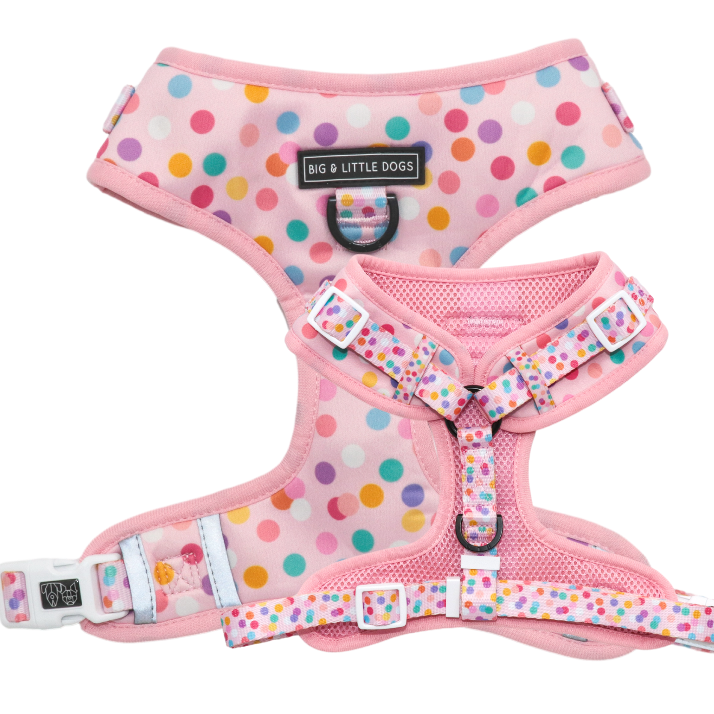 Adjustable Dog Harness Pink Confetti Birthday