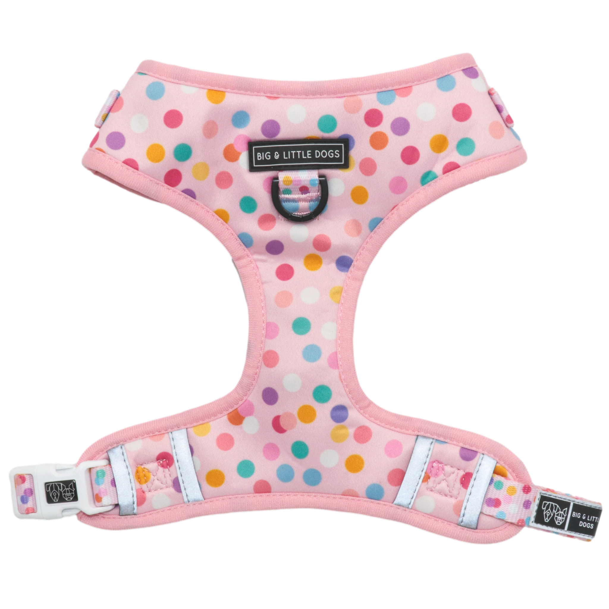 Adjustable Dog Harness Pink Confetti Birthday