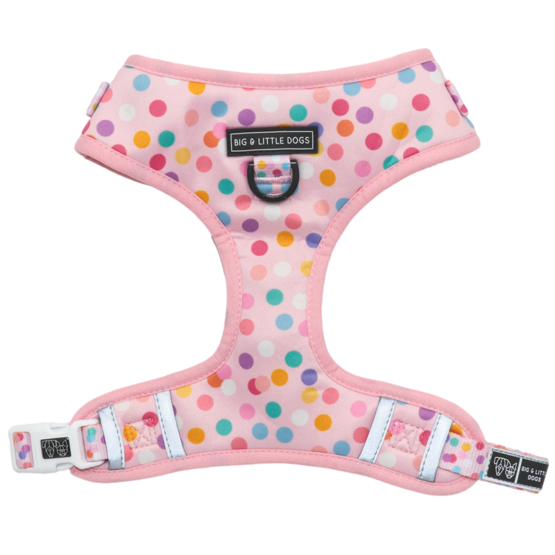Adjustable Dog Harness Pink Confetti Birthday