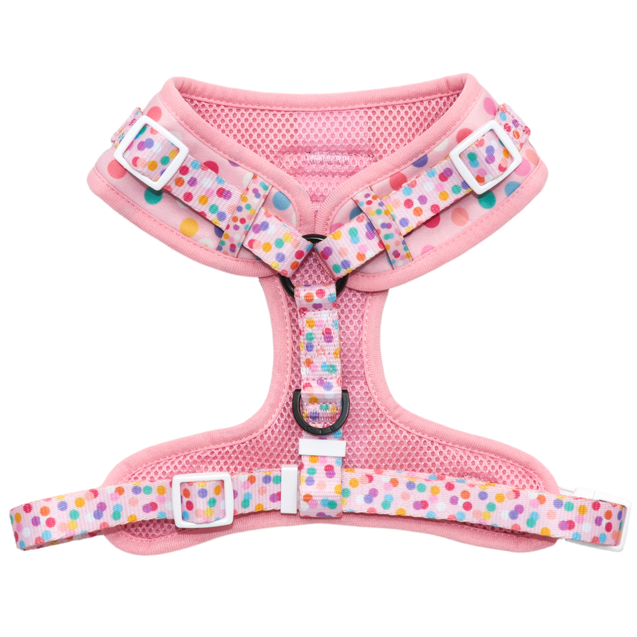 Adjustable Dog Harness Pink Confetti Birthday