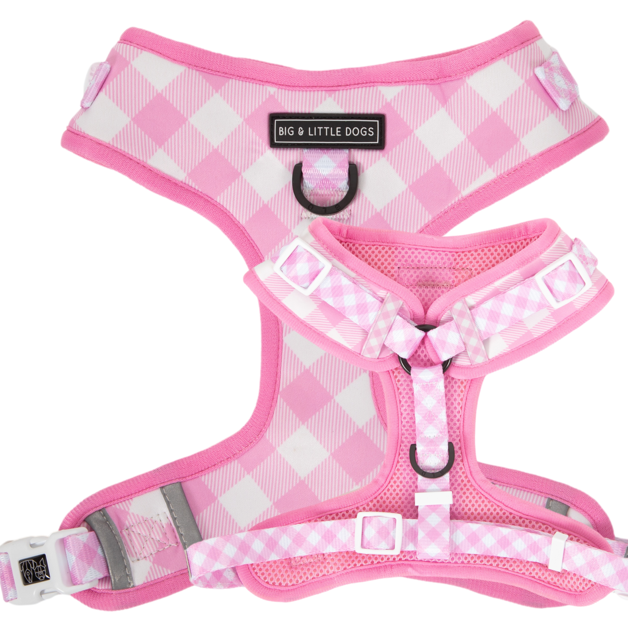 Adjustable Dog Harness Pink Pretty Gingham