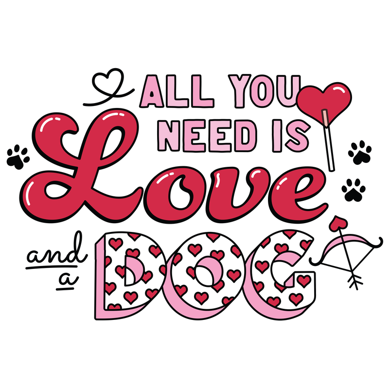 BLD LIFESTYLE CLUB TEE (Unisex Sizing): "All You Need Is Love and a Dog" | Red (Digital Printing)