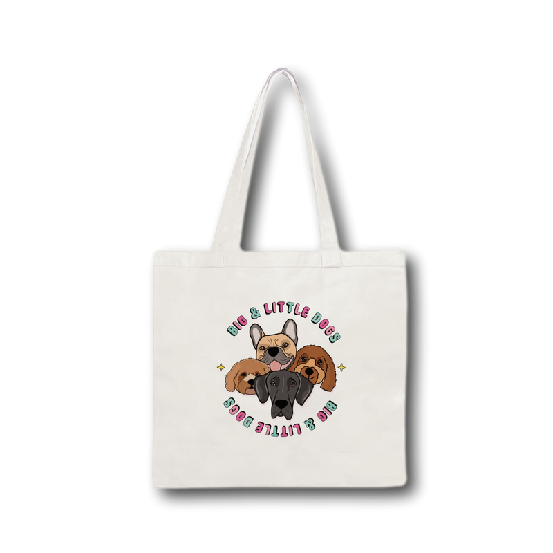 SMALL TOTE BAG: Big & Little Dogs Logo
