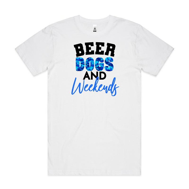 BLD LIFESTYLE CLUB TEE (Unisex Sizing): "Beer Dogs and Weekends" | White (Vinyl)