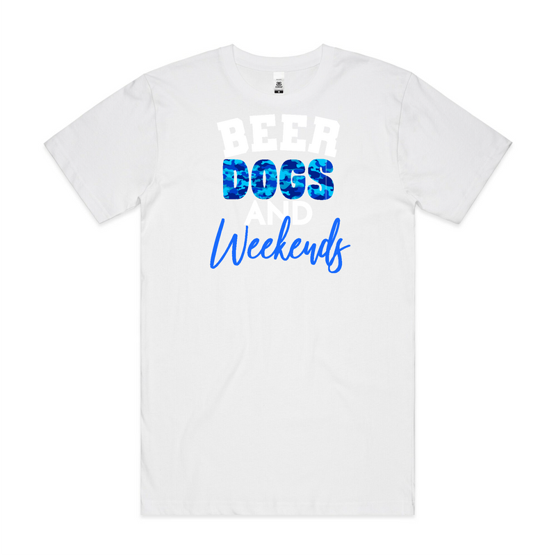 BLD LIFESTYLE CLUB TEE (Unisex Sizing): "Beer Dogs and Weekends" | White (Vinyl)