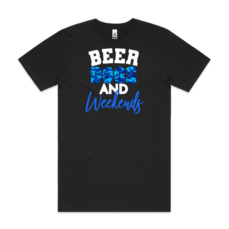 BLD LIFESTYLE CLUB TEE (Unisex Sizing): "Beer Dogs and Weekends" | Tan (Vinyl)
