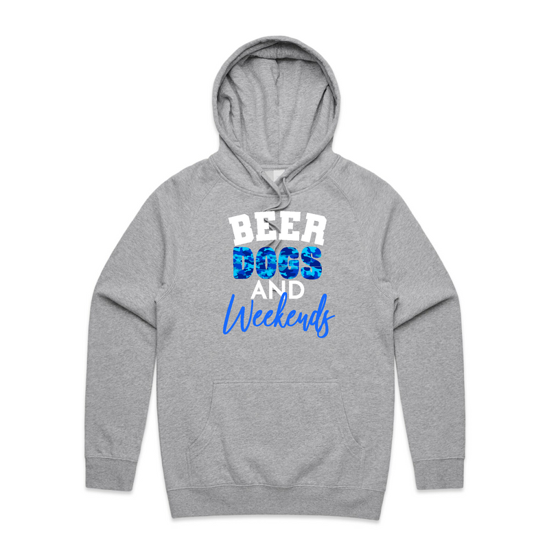 BLD LIFESTYLE CLUB HOODIE: "Beer Dogs and Weekends" | Grey Marle (Vinyl)