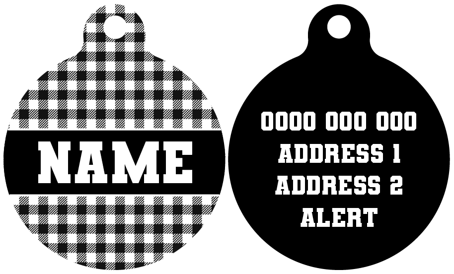 Pet ID Tag | Black & White Gingham