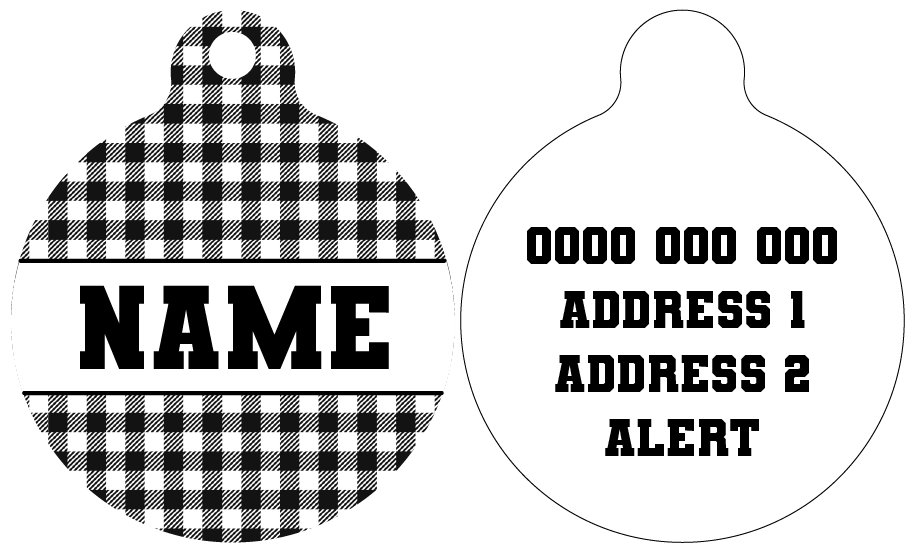 Pet ID Tag | Black & White Gingham