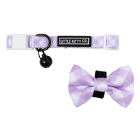 Cat Collar and Bow Tie Berry Purple Gingham