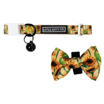 Cat Collar and Bow Tie Sunny Vibes Yellow Sunflowers Flowers