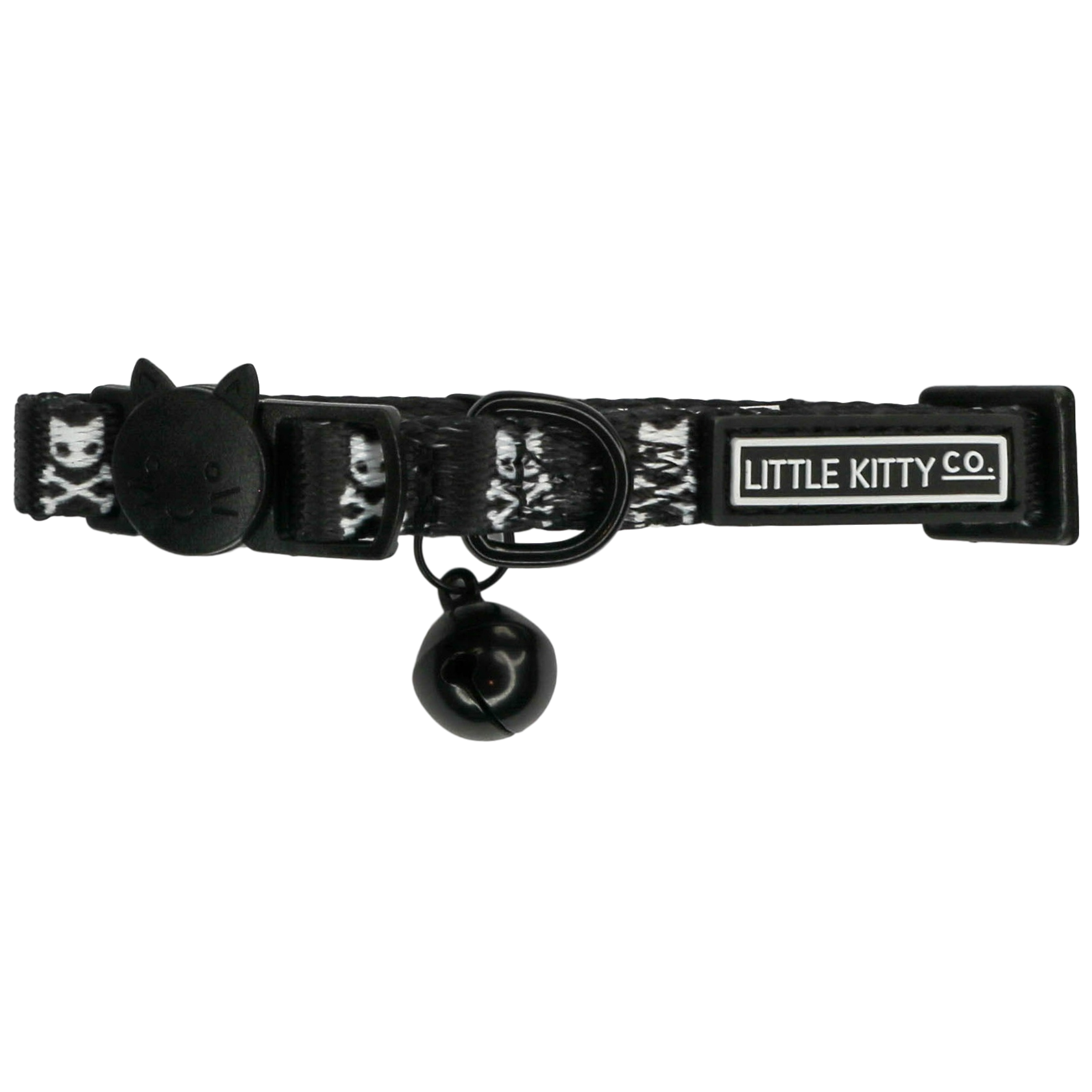 Cat Collar with Bow Tie and Black Bell Baddest of them All Black Cat Skulls