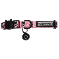 Cat Collar with Bow Tie and Black Bell Prettiest of them All Pink Cat Skulls