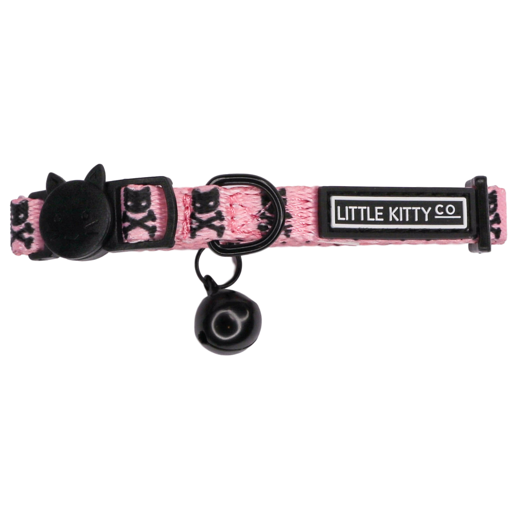 Cat Collar with Bow Tie and Black Bell Prettiest of them All Pink Cat Skulls