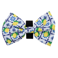 Dog Collar and Bow Tie Amalfi Coast Lemons Italy Yellow Blue Tiles