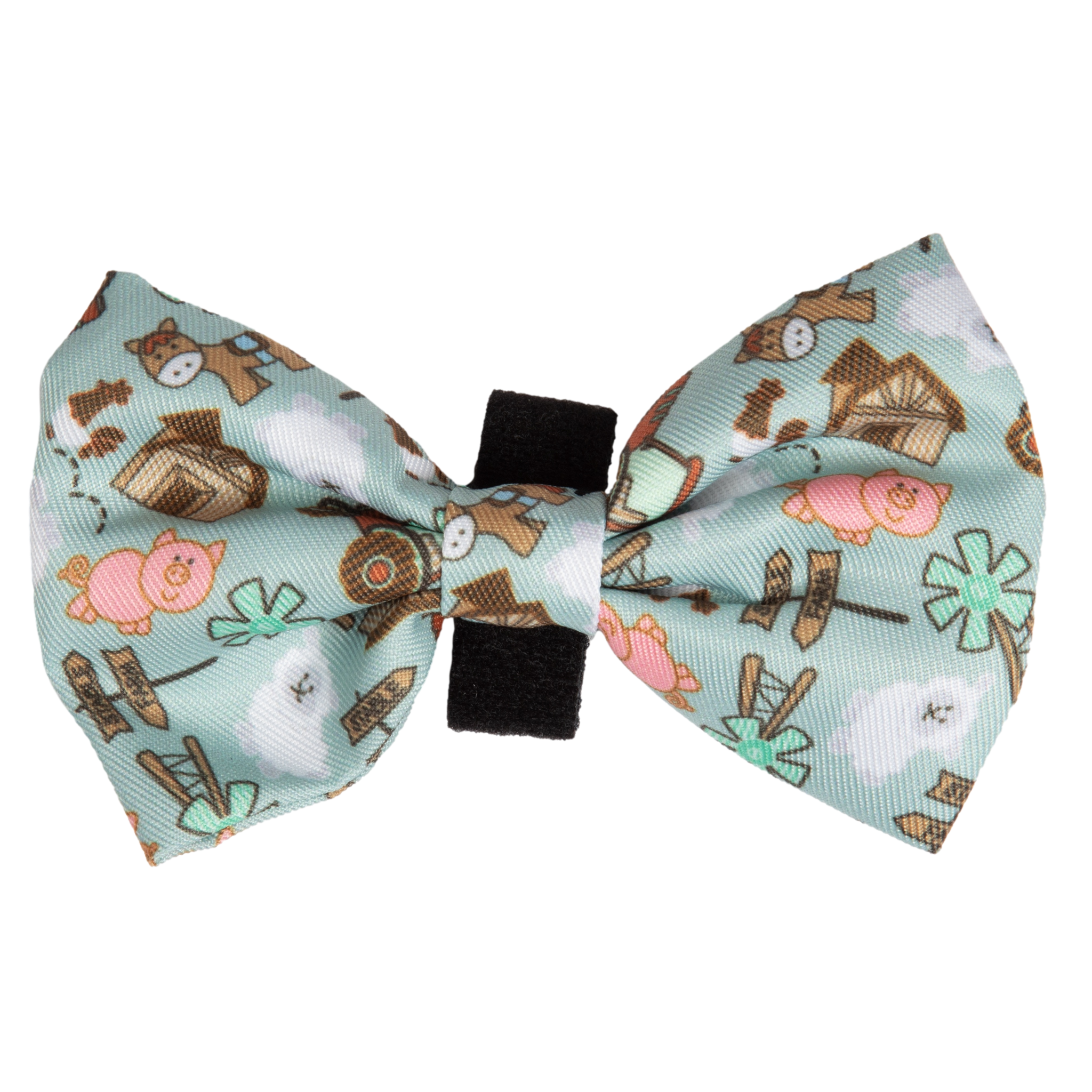 Dog Collar and Bow Tie Barnyard Friends Animals Barn Farm Pig Tractor Windmill Stable Sheep Green