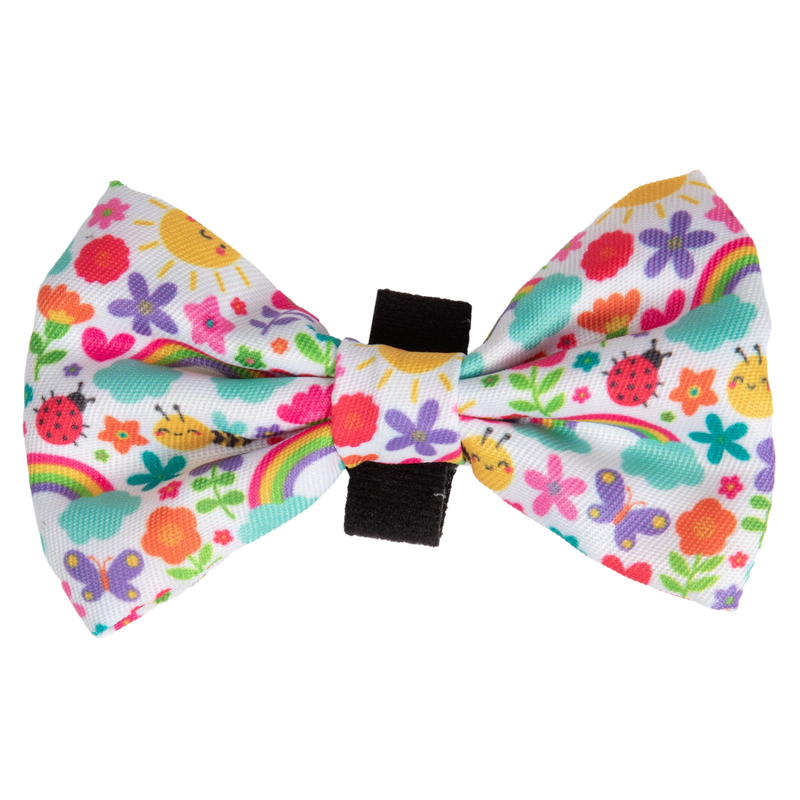 Dog Comfort Collar and Bow Tie Follow The Rainbow Rainbows Pink Sunshine Flowers Pastels Colourful Girl