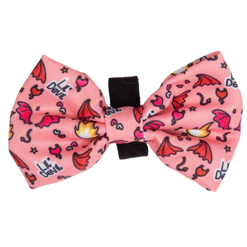Dog Collar and Bow Tie Lil Devil Red Stars Flames Hearts
