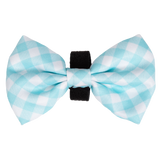 Dog Collar and Bow Time Mint Teal Green Blue Gingham