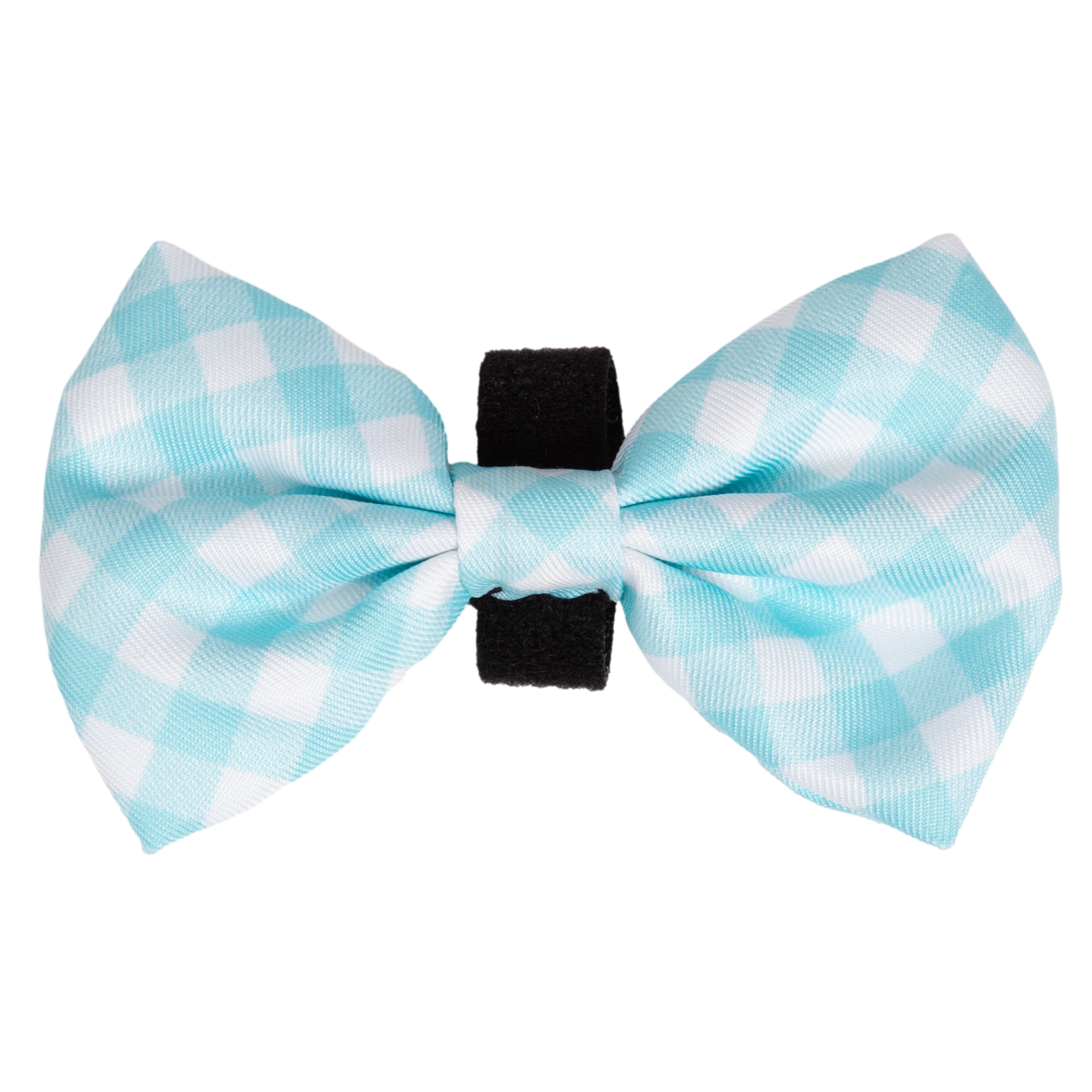 Dog Collar and Bow Time Mint Teal Green Blue Gingham