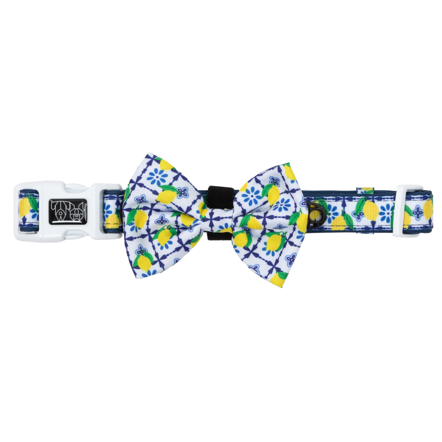 Dog Collar and Bow Tie Amalfi Coast Lemons Italy Yellow Blue Tiles