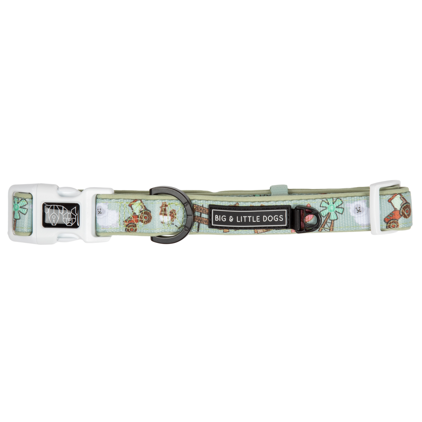 Dog Collar and Bow Tie Barnyard Friends Animals Barn Farm Pig Tractor Windmill Stable Sheep Green