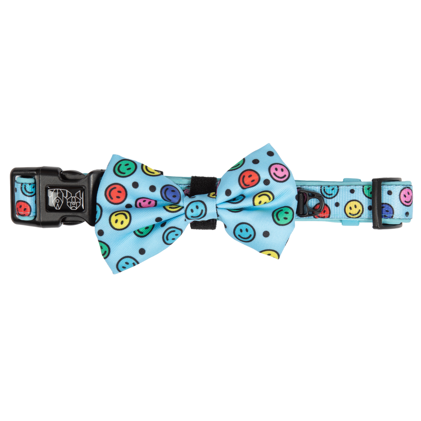 Dog Collar and Bow Tie Be Happy Smiley Faces Colourful