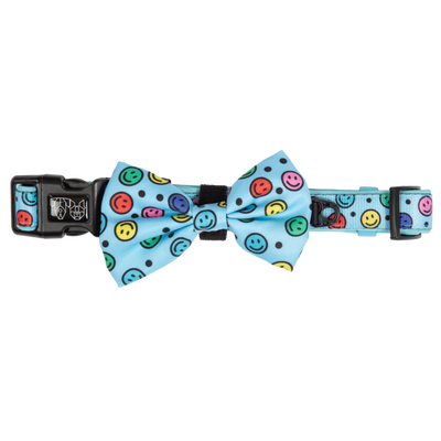 Dog Collar and Bow Tie Be Happy Smiley Faces Colourful