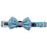 Dog Collar and Bow Tie Neoprene Lining Blue Confetti Birthday