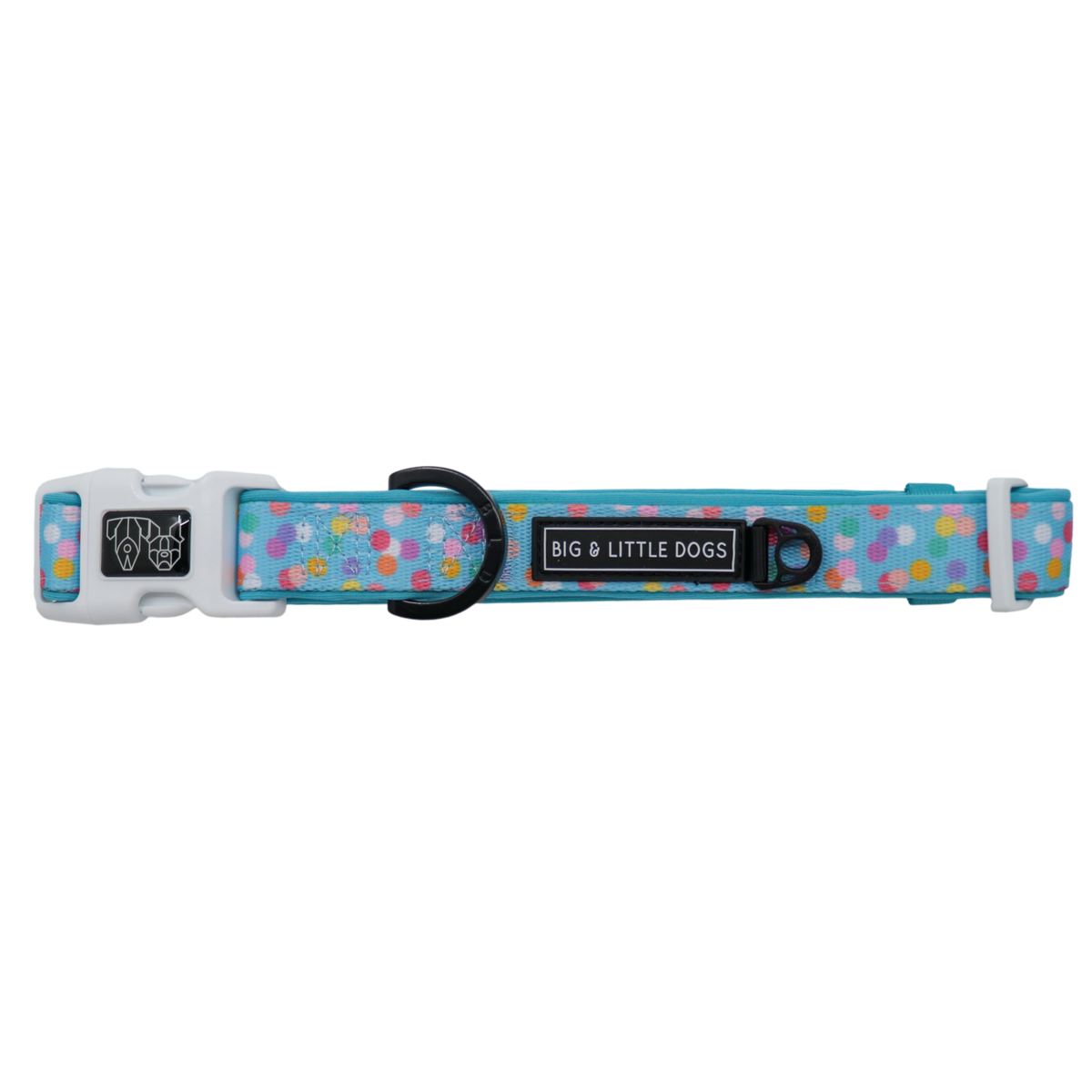 Dog Collar and Bow Tie Neoprene Lining Blue Confetti Birthday