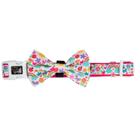 Dog Comfort Collar and Bow Tie Follow The Rainbow Rainbows Pink Sunshine Flowers Pastels Colourful Girl