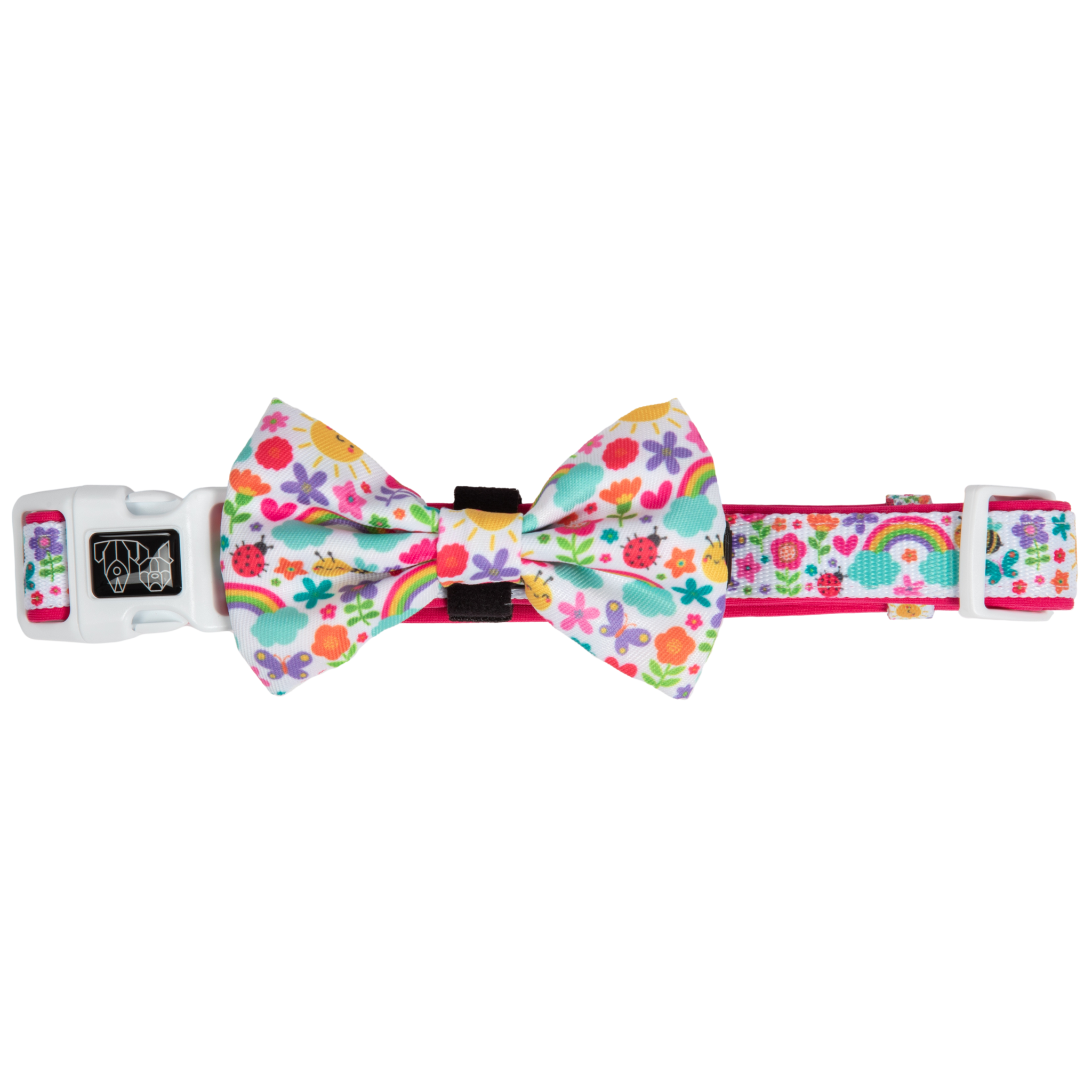 Dog Comfort Collar and Bow Tie Follow The Rainbow Rainbows Pink Sunshine Flowers Pastels Colourful Girl