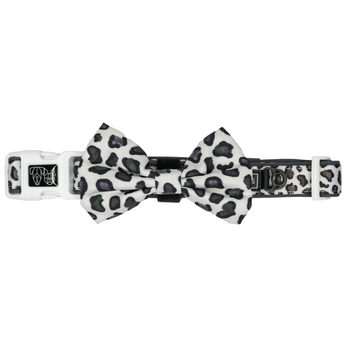 Dog Comfort Collar and Bow Tie Grey Leopard