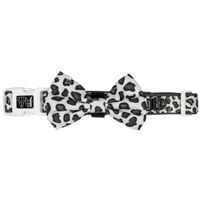 Dog Comfort Collar and Bow Tie Grey Leopard