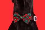 Dog Collar and Bow Tie Happy Holidays Plaid