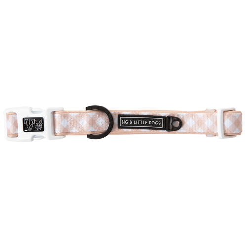 Dog Collar and Bow Time Latte Coffee Brown Gingham