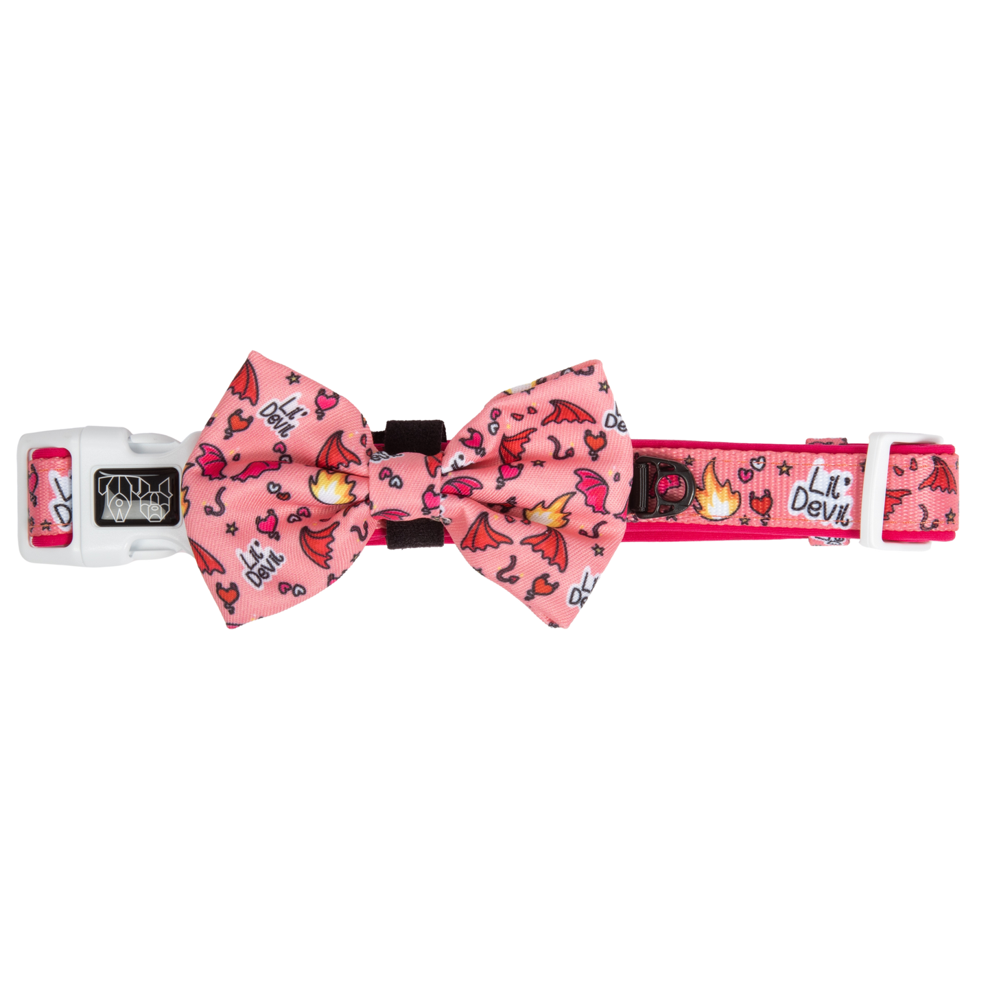 Dog Collar and Bow Tie Lil Devil Red Stars Flames Hearts