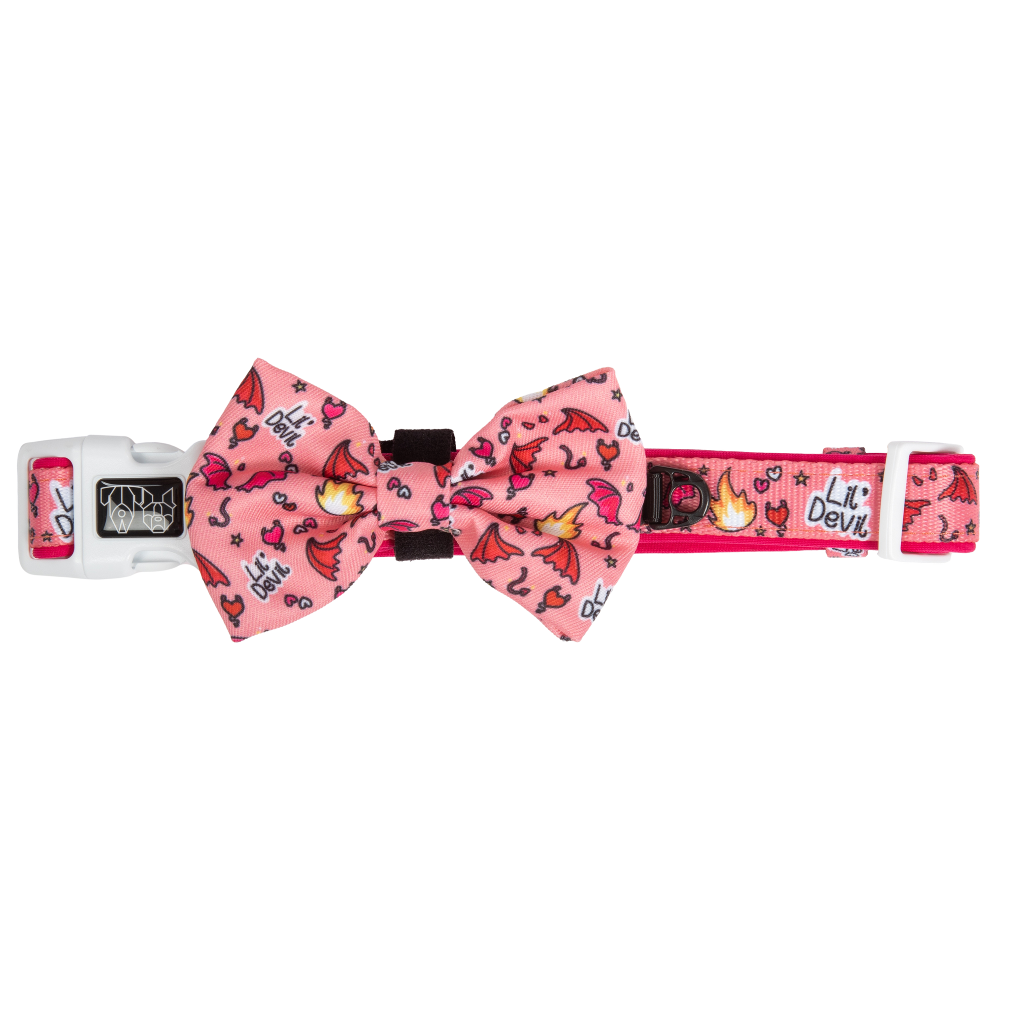 Dog Collar and Bow Tie Lil Devil Red Stars Flames Hearts