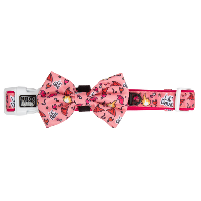 Dog Collar and Bow Tie Lil Devil Red Stars Flames Hearts