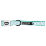 Dog Collar and Bow Time Mint Teal Green Blue Gingham