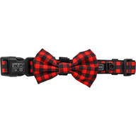 Dog Collar and Bow Tie Plaid to the Bone Red and Black Plaid