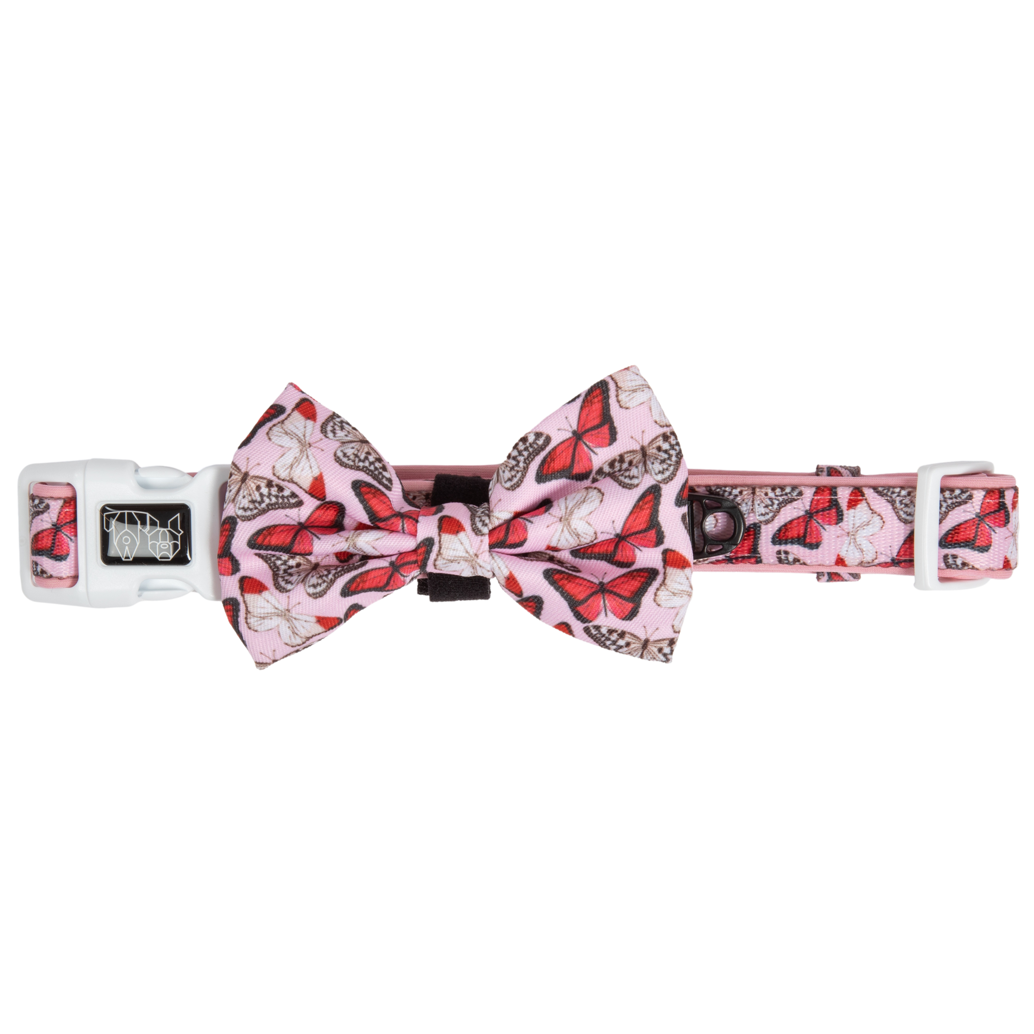 Dog Collar and Bow Tie Pretty Lil Butterfly Wings Pink Red White