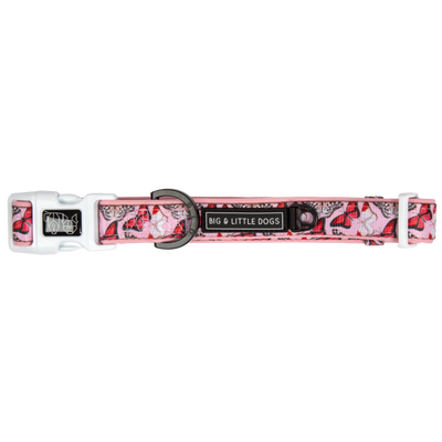 Dog Collar and Bow Tie Pretty Lil Butterfly Wings Pink Red White