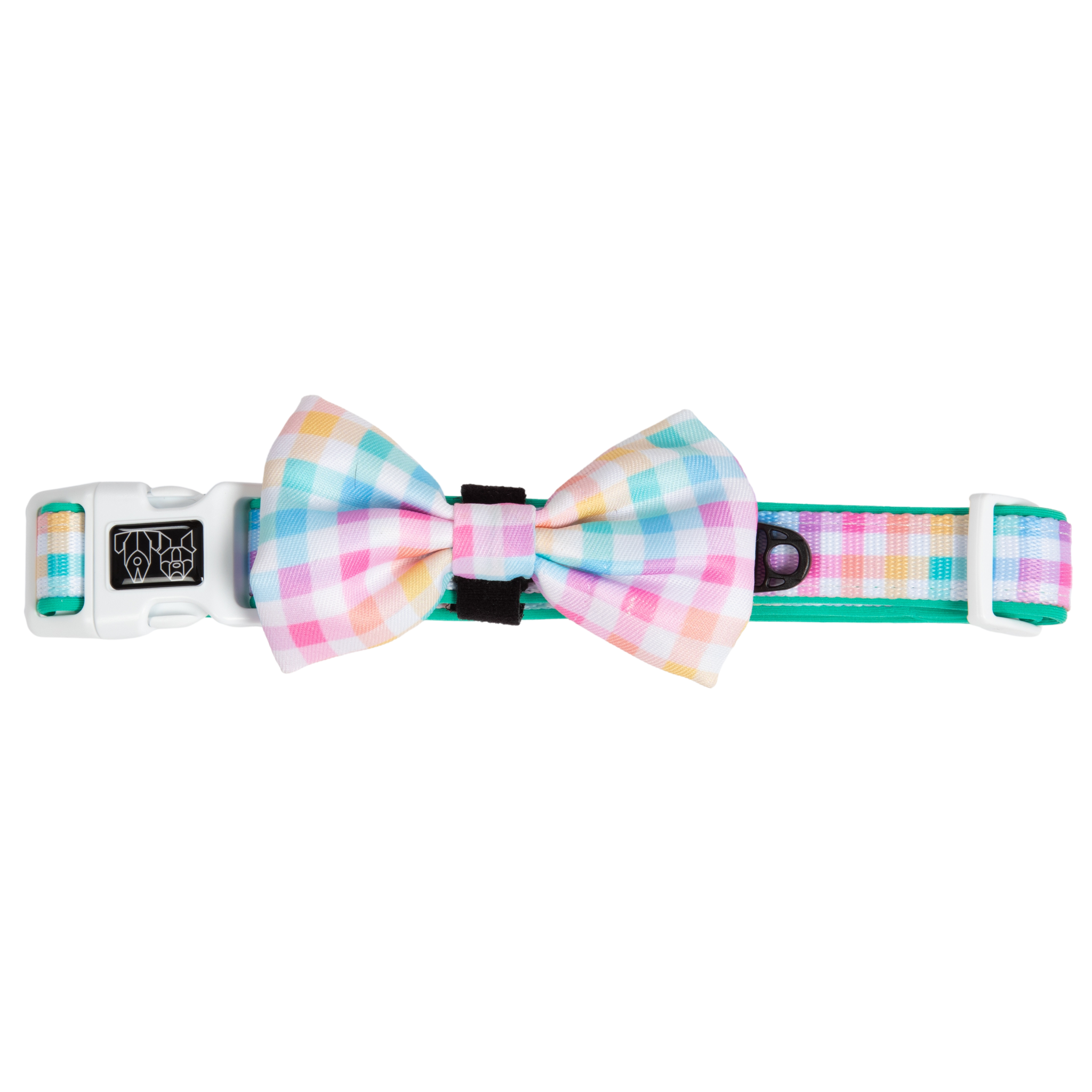 Dog Collar and Bow Tie Rainbow Gingham