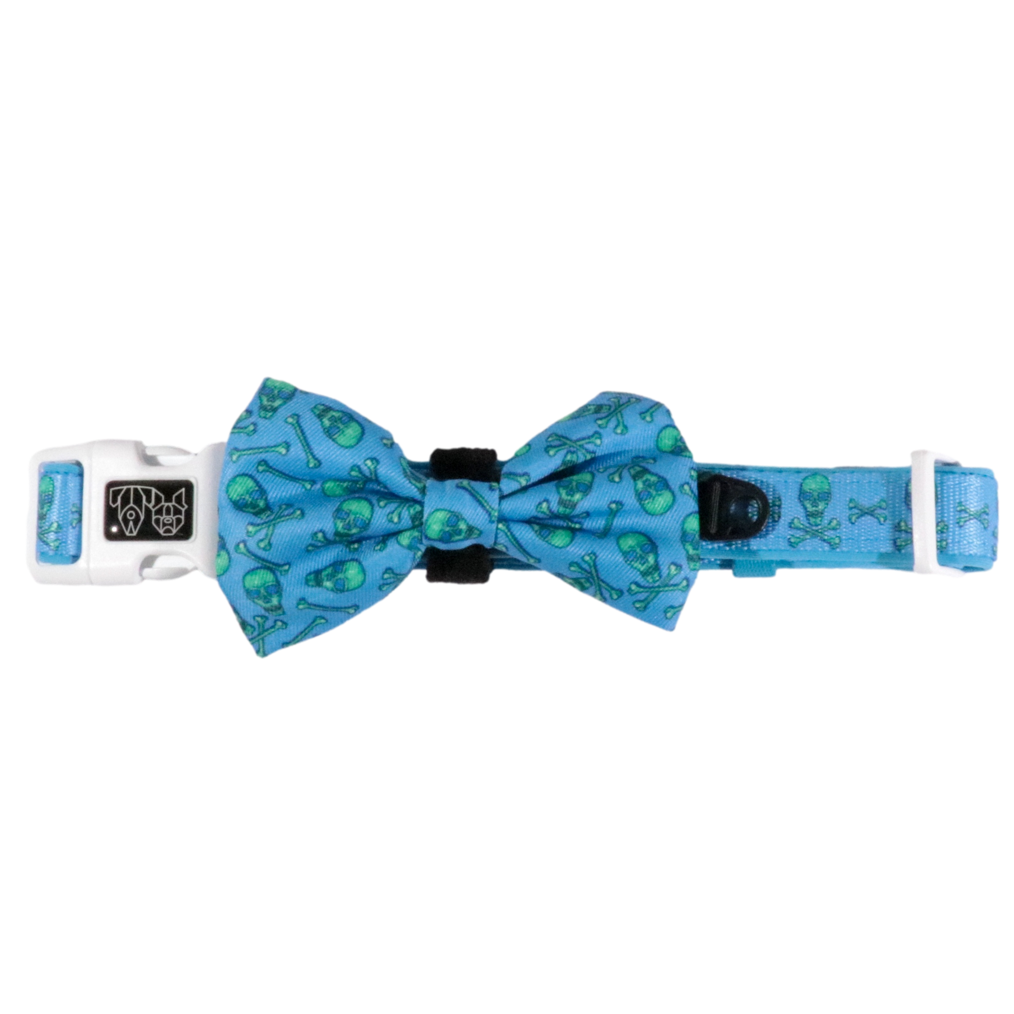 Dog Collar and Bow Tie Skull and Bones Blue Version