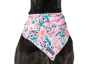 Dog Cooling Bandana Pretty as a Peony Flowers Leopard Print