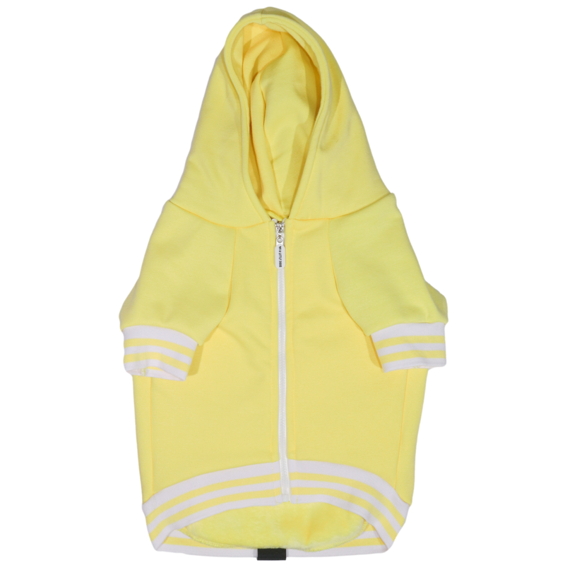 HOODIE DOG JUMPER: Lemon with Easter Bunny Embroidery