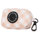 Dog Poop Bag Holder Latte Caramel Brown Gingham