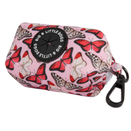 Dog Poop Bag Holder Pretty Lil Butterfly Pink Red White