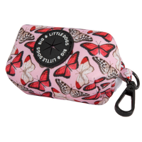 Dog Poop Bag Holder Pretty Lil Butterfly Pink Red White